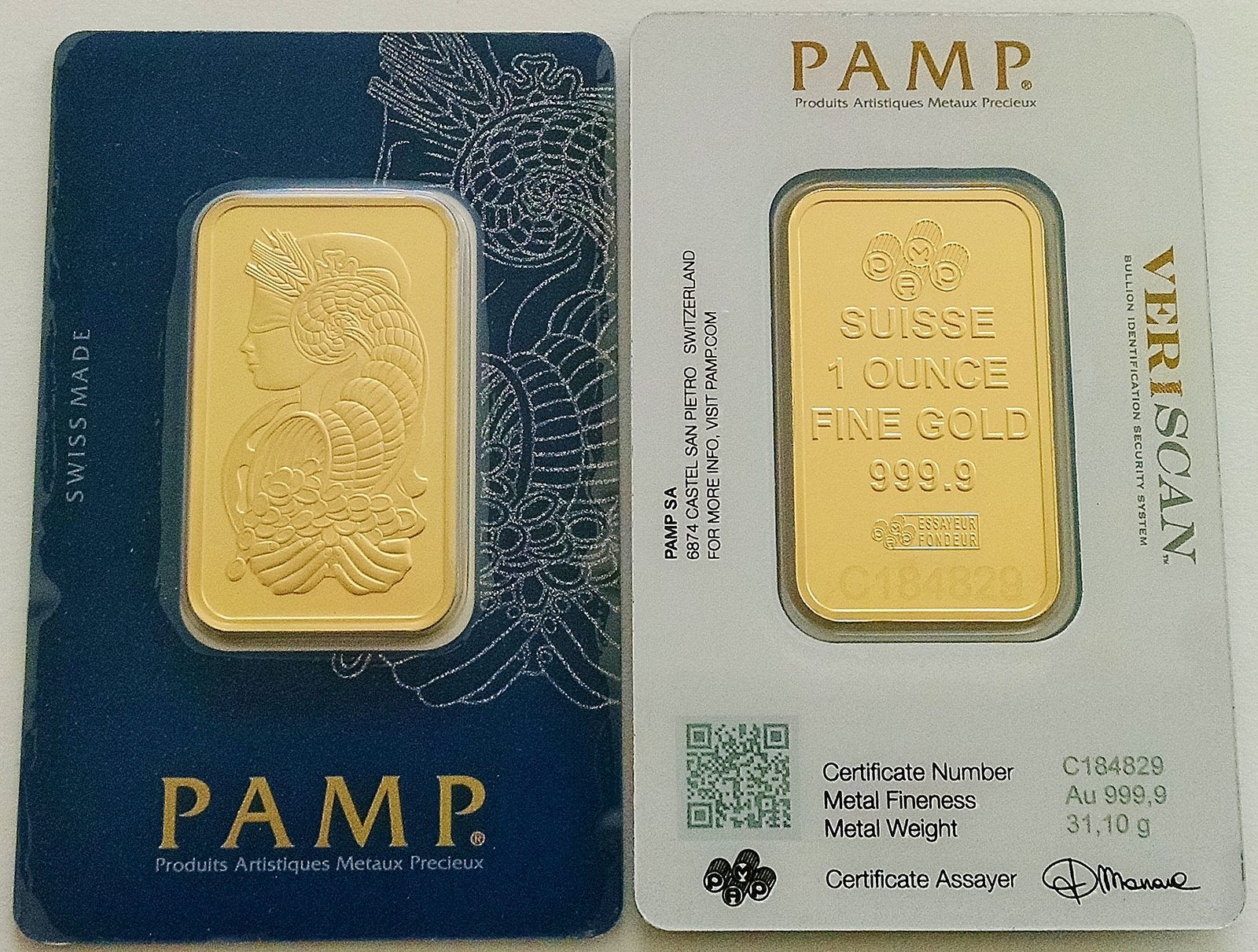 1 oz PAMP Suisse Fortuna Veriscan Gold Bar