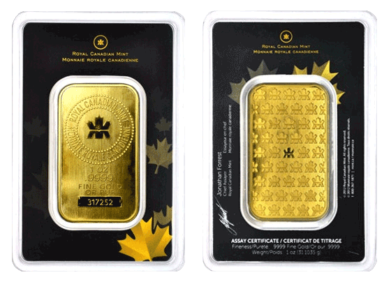 1 oz RCM Royal Canadian Mint Gold Bar