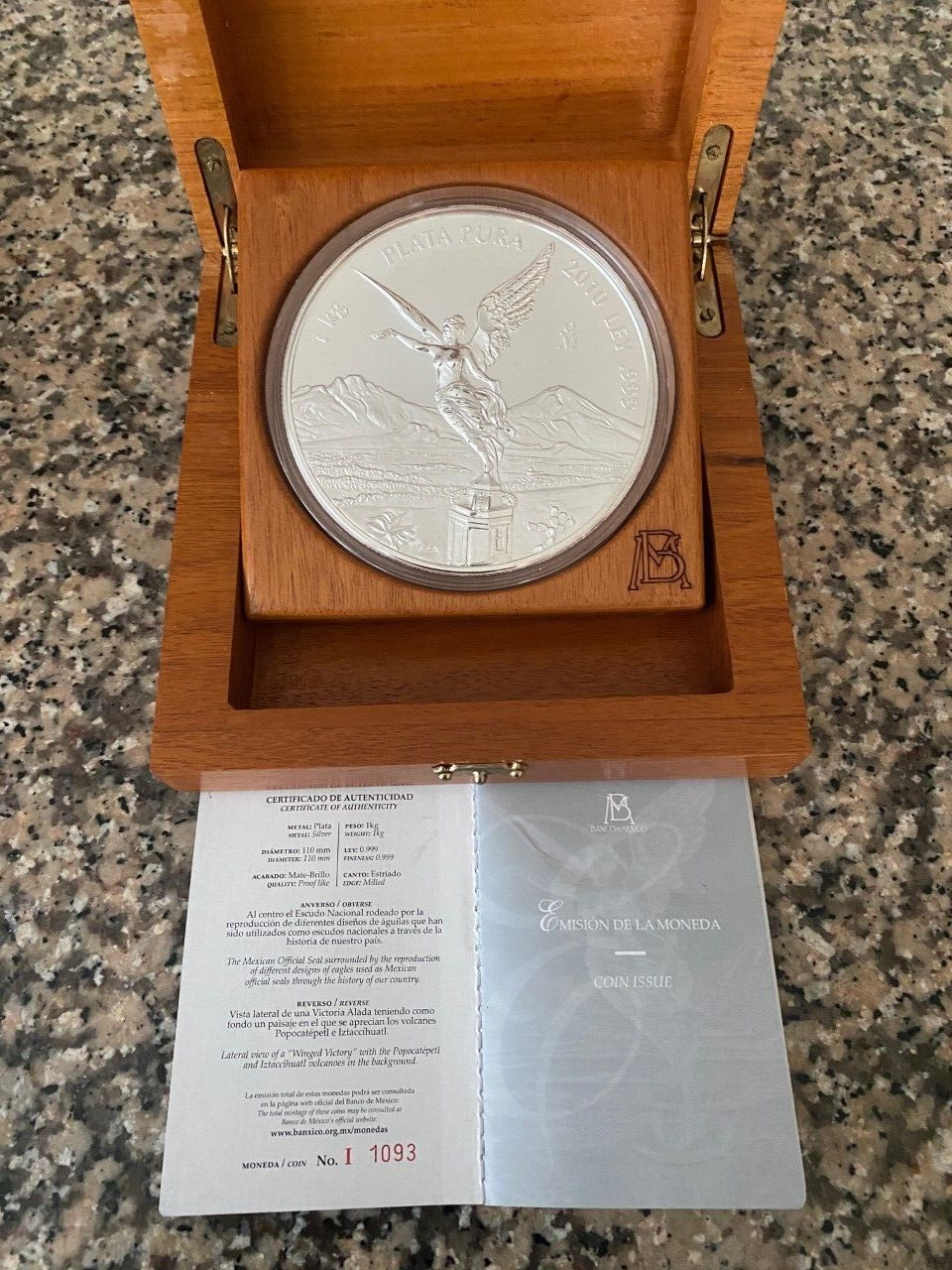 2010 1 Kilo Reverse Proof Mexican Silv