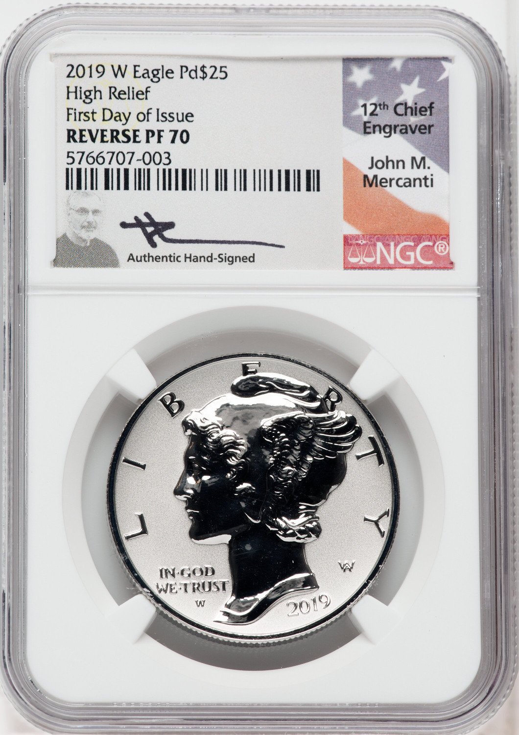 19-W 1 oz American Palladium Eagle Rev