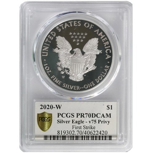 2020-W 1 oz V75 Privy Proof American Silver Eagle Coin PCGS PR70 FS (2)