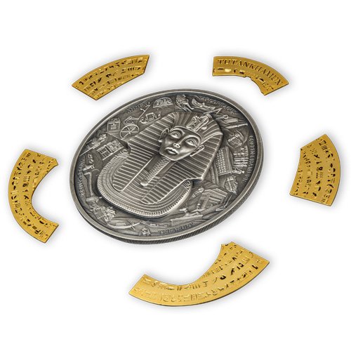 2022 500 Gram Antique Djibouti Silver 100 Years of Tutankhamun Puzzle Coin (Box + CoA) (3)