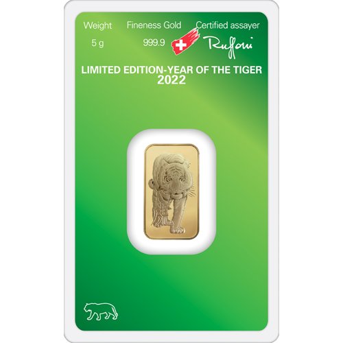 5 Gram Argor Heraeus Lunar Tiger Gold