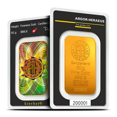 50 Gram Argor Heraeus Kinebar Gold Bar