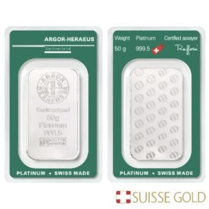 50 Gram Argor Heraeus Platinum Bar For Sale