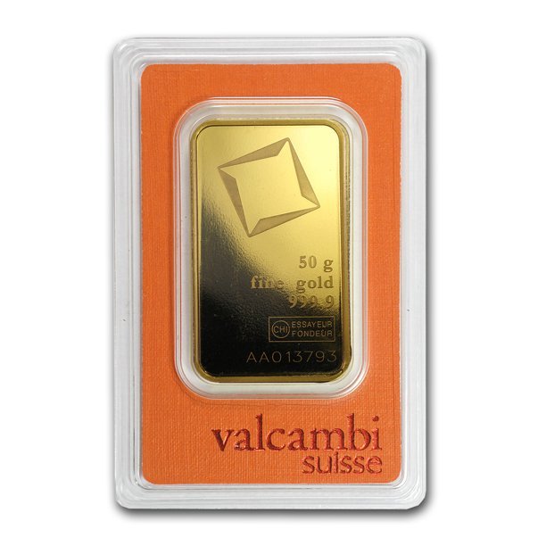 50 Gram Valcambi Gold Bar For Sale