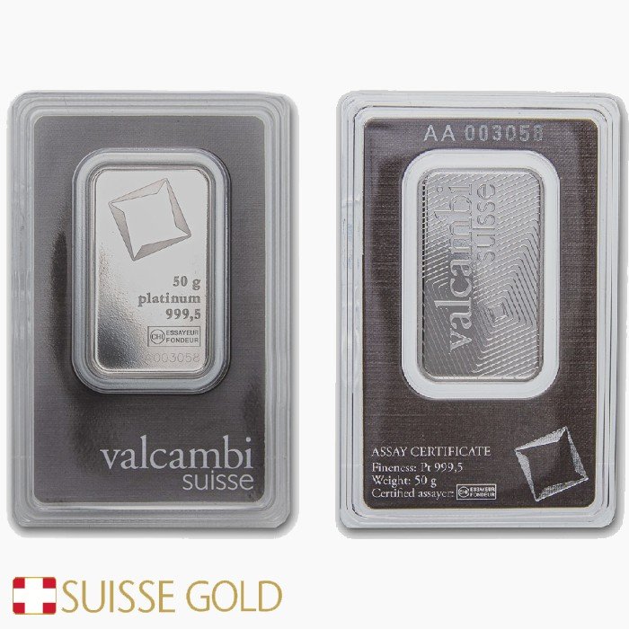 50 Gram Valcambi Platinum Bar For Sale