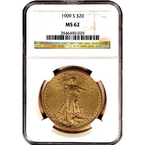 Pre-33 $20 Saint Gaudens Gold Double Eagle Coin MS62 (PCGS or NGC) (3)