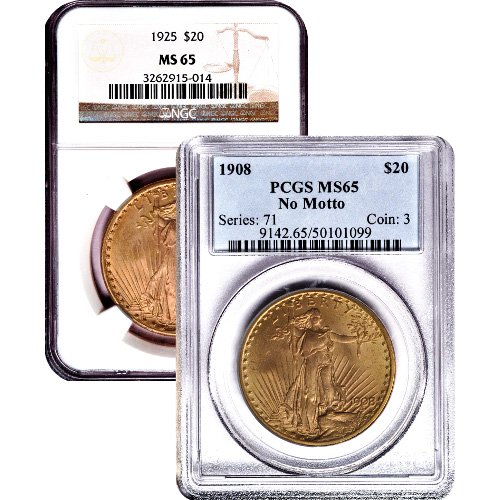 Pre-33 $20 Saint Gaudens Gold Double Eagle Coin MS65 (PCGS or NGC) (1)