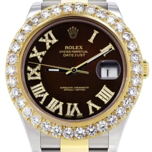 Rolex Datejust II Watch | 41 MM | 18K Yellow Gold & Stainless Steel | Custom Chocolate Roman Dial | Oyster Band
