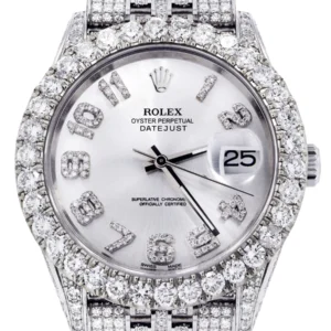Diamond Iced Out Rolex Datejust 41 | 25 Carats Of Diamonds | Custom Silver Diamond Dial | Jubilee Band