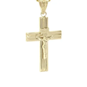 Mens 10K Gold Crucifix Cross Necklace | 3.67 Grams