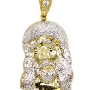10K Gold Jesus Head Pendant | Customizable Size