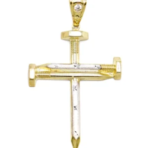 10K Gold Nail Cross Pendant | Customizable Size