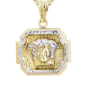 10K Gold Necklace & Gold Medusa Style Pendant | 3.95 Grams