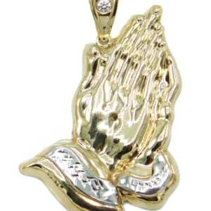 10K Gold Praying Hands Pendant | Customizable Size