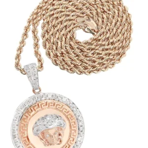 10K Rose Gold Medusa Diamond Necklace | 1.02 Carats
