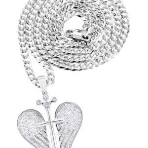 10K White Gold Wings Diamond Necklace | 0.86 Carats