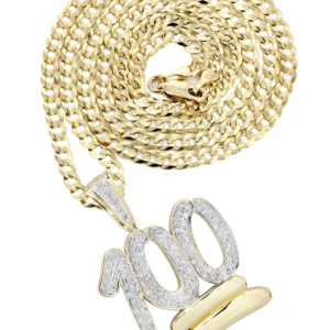 10K Yellow Gold 100 Diamond Necklace | 1.14 Carats