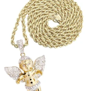 10K Yellow Gold Angel Diamond Necklace | 0.96 Carats