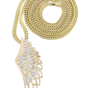 10K Yellow Gold Angel Wing Diamond Necklace | 0.82 Carats