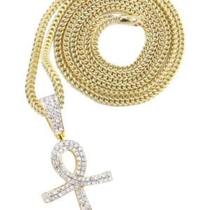 10K Yellow Gold Ankh Diamond Necklace | 0.93 Carats