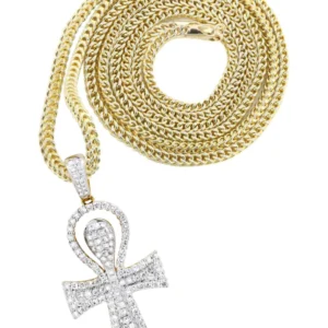 10K Yellow Gold Ankh Diamond Necklace | 0.77 Carats