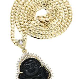 10K Yellow Gold Black Buddha Necklace | Appx. 23.9 Grams