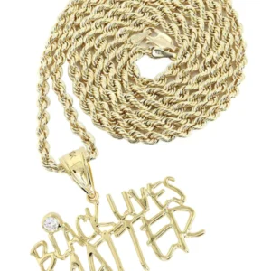 10K Yellow Gold Black Lives Matter Necklace | Appx 13.6 Grams