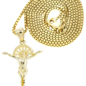 10K Yellow Gold Box Crusifix Necklace | Appx. 5.3 Grams