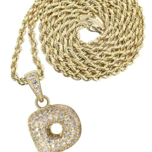 10K Yellow Gold Bubble Letter "P" CZ Necklace | Appx. 12.8 Grams