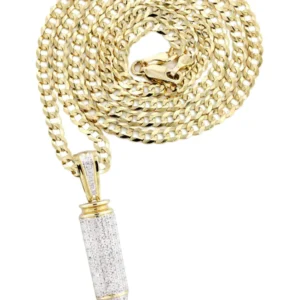 10K Yellow Gold Bullet Diamond Necklace | 0.95 Carats