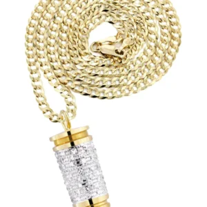 10K Yellow Gold Bullet Diamond Necklace | 1.03 Carats
