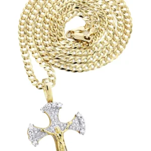 10K Yellow Gold Cross / Crucifix Diamond Necklace | 1.05 Carats