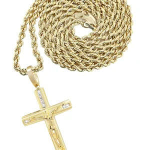 10K Yellow Gold Cross / Crucifix Diamond Necklace | 0.15 Carats