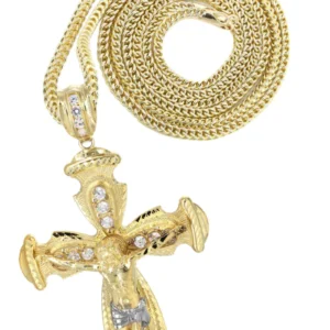 10K Yellow Gold Cross /Crucifix Necklace | Appx. 26.4 Grams