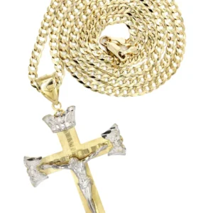 10K Yellow Gold Cross / Crucifix Necklace | Appx. 21.2 Grams