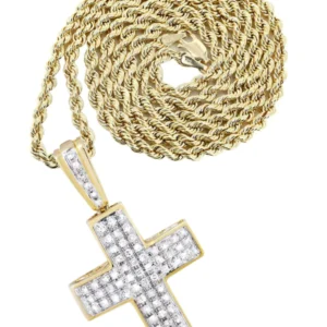 10K Yellow Gold Cross Diamond Necklace | 0.81 Carats