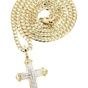 10K Yellow Gold Cross Diamond Necklace | 0.21 Carats