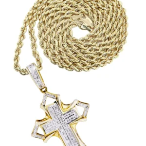 10K Yellow Gold Cross Diamond Necklace | 0.32 Carats