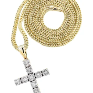 10K Yellow Gold Cross Diamond Necklace | 0.31 Carats