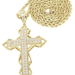 10K Yellow Gold Cross Necklace | Appx. 21.2 Grams