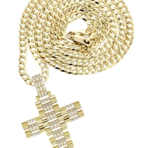 10K Yellow Gold Cross Necklace | Appx. 17.3 Grams