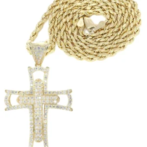 10K Yellow Gold Cross Necklace | Appx. 12.4 Grams