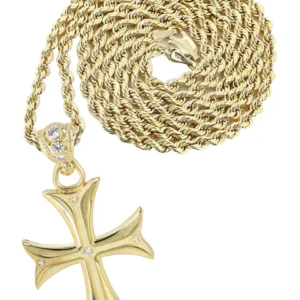 10K Yellow Gold Cross Necklace | Appx. 17.2 Grams