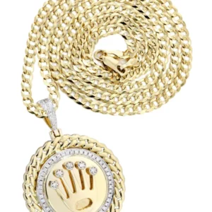 10K Yellow Gold Crown Diamond Necklace | 0.4 Carats
