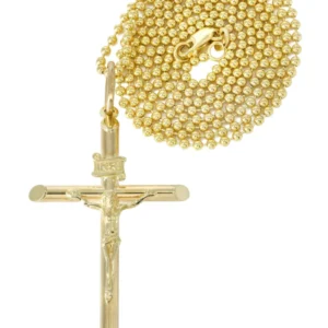 10K Yellow Gold Dog Tag Cross / Crucifix Necklace | Appx. 9.1 Grams
