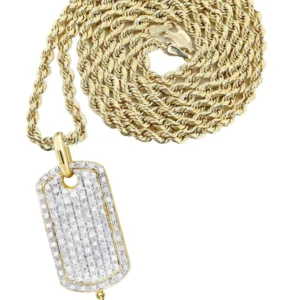 10K Yellow Gold Dog Tag Diamond Necklace | 1.06 Carats