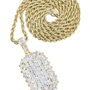 10K Yellow Gold Dog Tag Diamond Necklace | 1.73 Carats