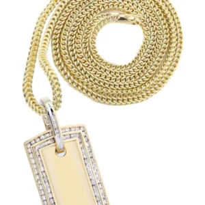 10K Yellow Gold Dog Tag Diamond Necklace | 1.77 Carats